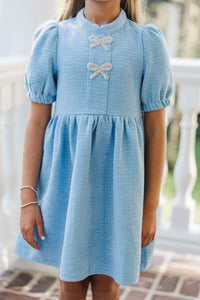Girls: The Gwen Blue Embellished Tweed Dress