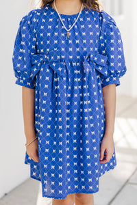 Girls: Joyful Journey Navy Bow Print Dress