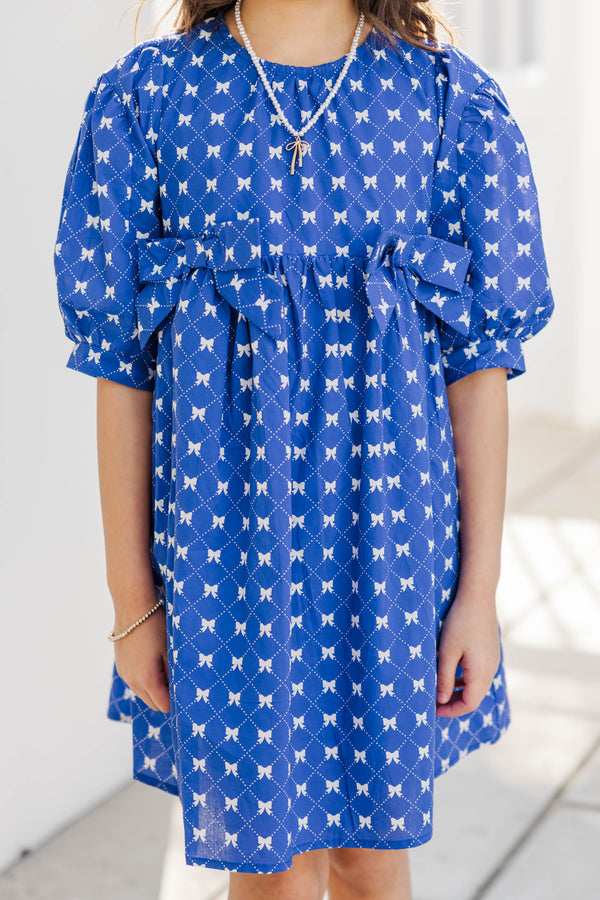 Girls: Joyful Journey Navy Bow Print Dress