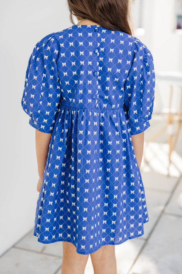 Girls: Joyful Journey Navy Bow Print Dress