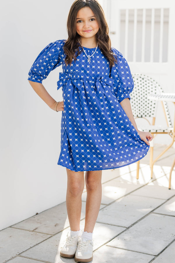 Girls: Joyful Journey Navy Bow Print Dress
