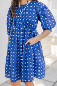 Girls: Joyful Journey Navy Bow Print Dress