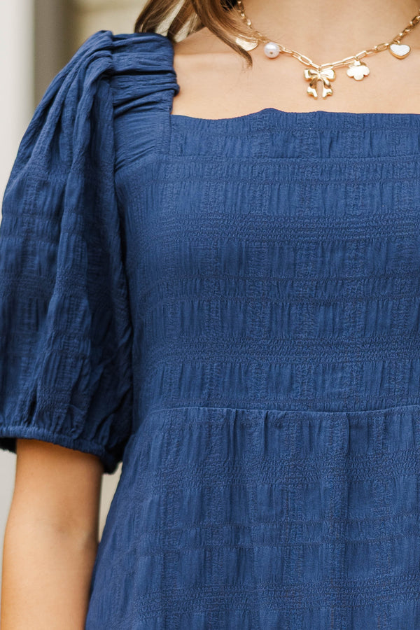 Girls: Think About It Navy Blue Midi Dress