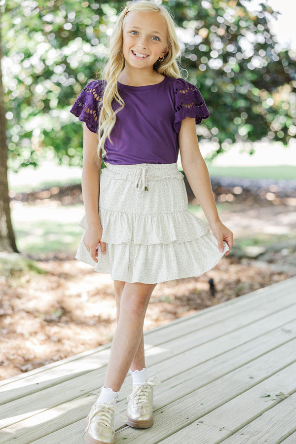 Girls: The Luna Plum Purple Eyelet Top
