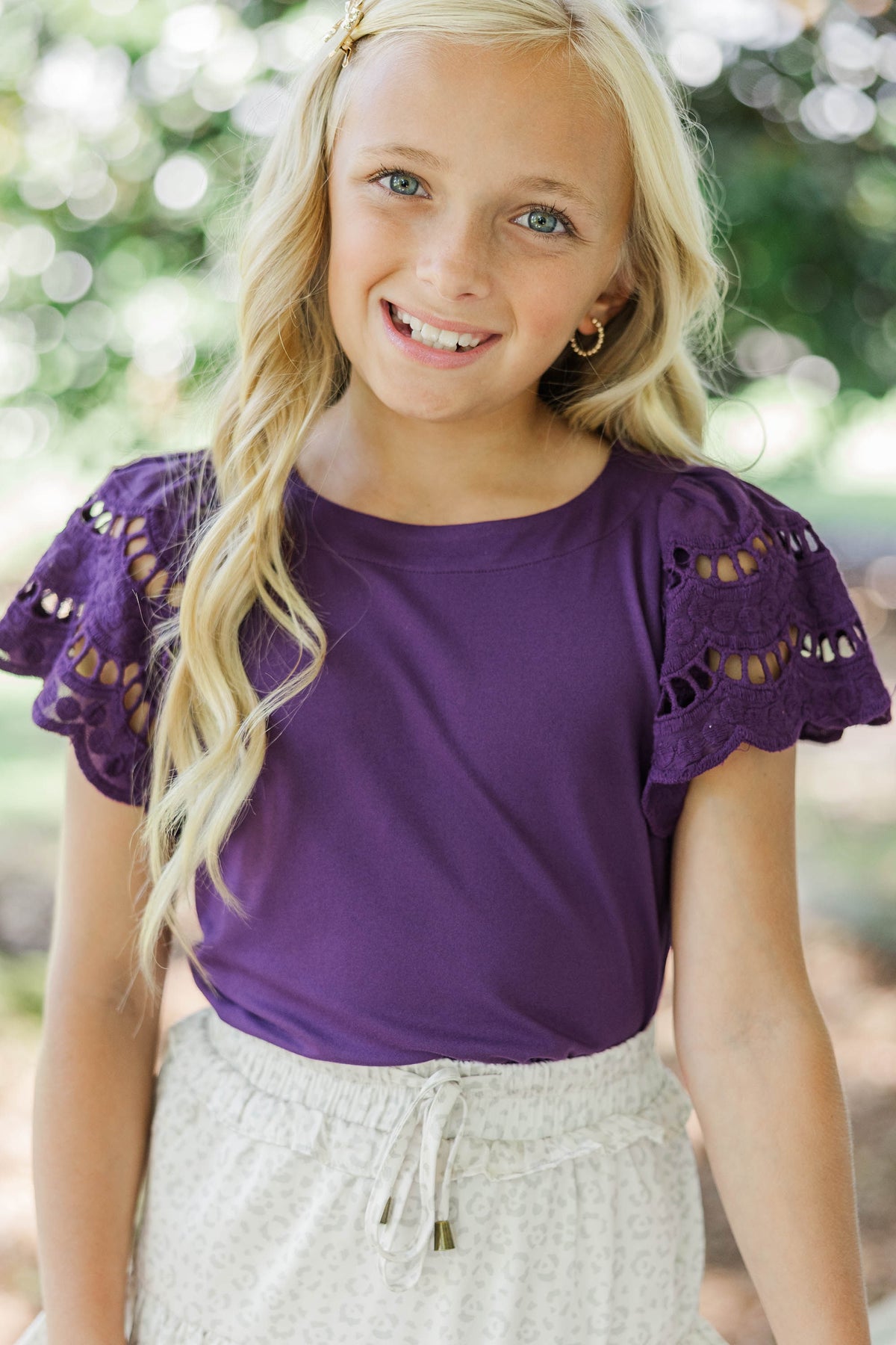 Girls: The Luna Plum Purple Eyelet Top – Shop the Mint