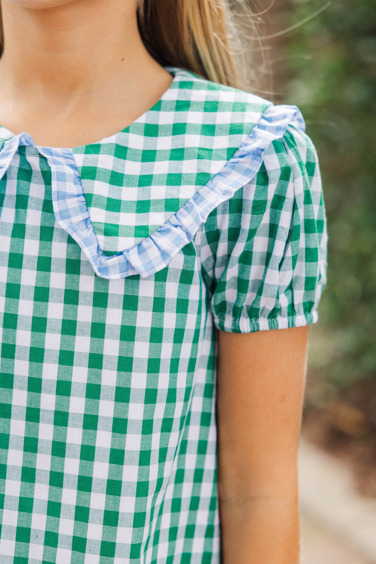 slim fit dress slacks Girls: The Anita Green Gingham Collared Dress – Shop the Mint main image 0
