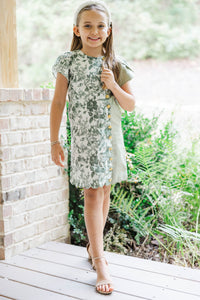 Girls: Wildflower Wishes Olive Toile Dress