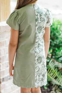 Girls: Wildflower Wishes Olive Toile Dress