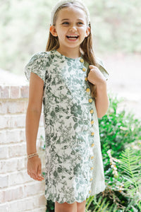 Girls: Wildflower Wishes Olive Toile Dress