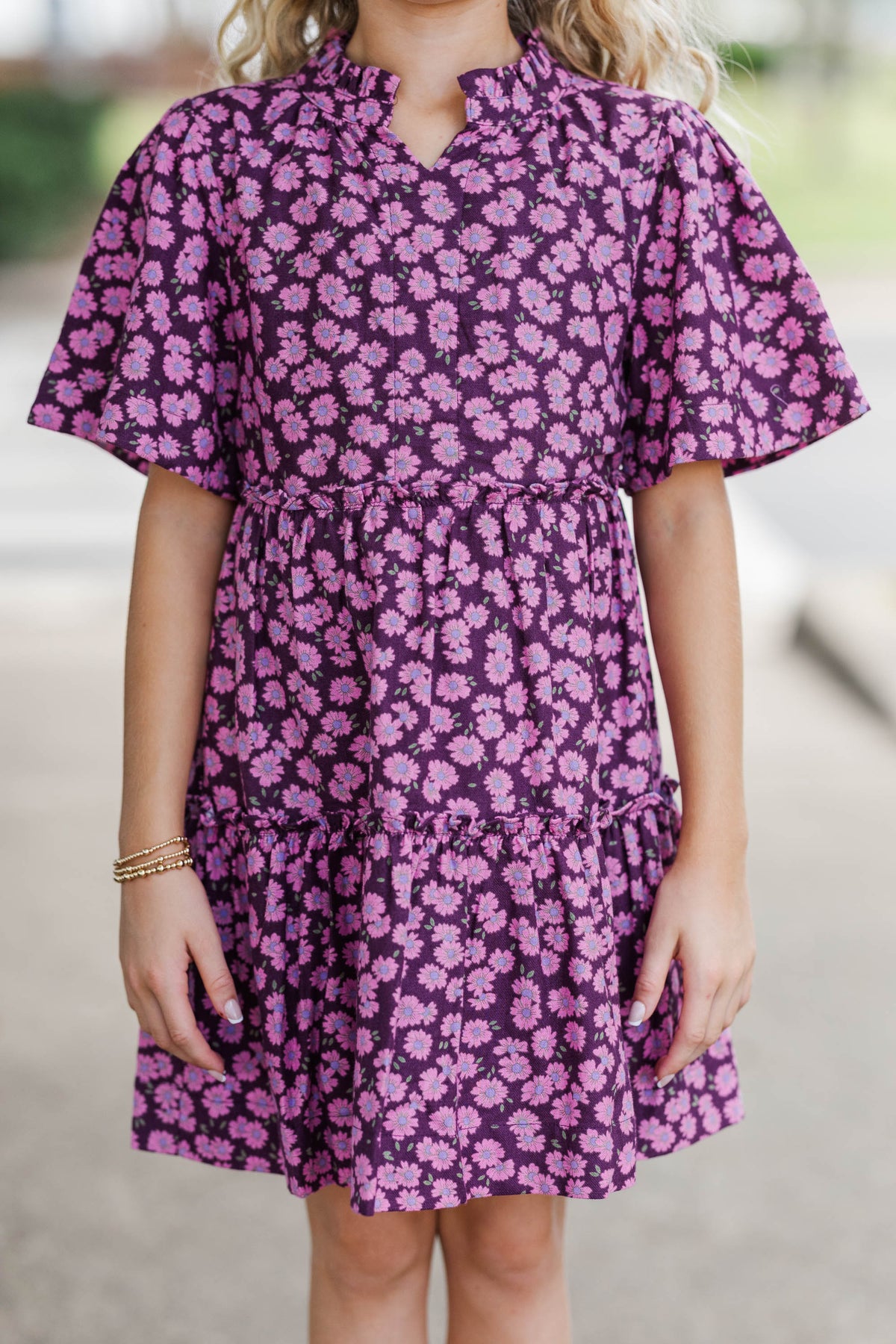 Girls: The Stephanie Plum Purple Floral Babydoll Dress – Shop the Mint