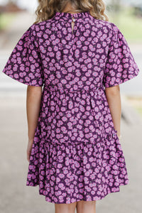 Girls: The Stephanie Plum Purple Floral Babydoll Dress