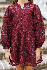 Girls: Always On My Mind Burgundy Red Textured Dress