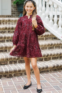 Girls: Always On My Mind Burgundy Red Textured Dress