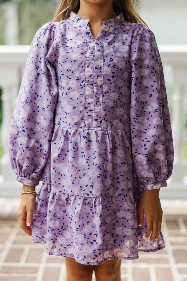 Girls: Always On My Mind Purple Floral Dress