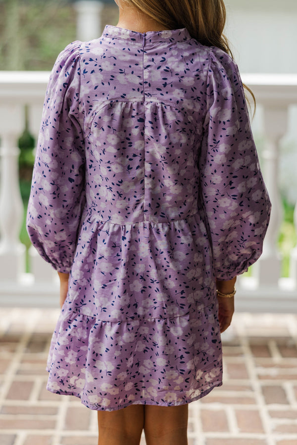 Girls: Always On My Mind Purple Floral Dress