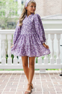 Girls: Always On My Mind Purple Floral Dress