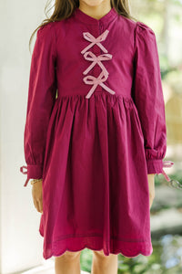 Girls: Just Like Me Plum Scalloped Dress