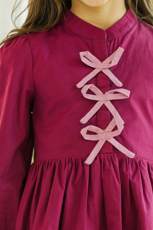 Girls: Just Like Me Plum Scalloped Dress