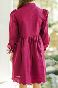 Girls: Just Like Me Plum Scalloped Dress