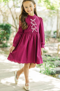 Girls: Just Like Me Plum Scalloped Dress