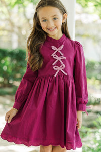 Girls: Just Like Me Plum Scalloped Dress