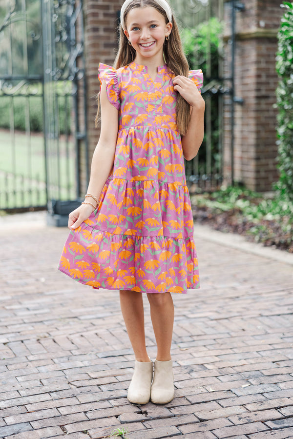 Girls: Make It Your Own Purple Floral Midi Dress