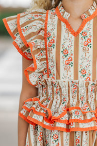 Girls: The Brinley Brown Ditsy Floral  Dress