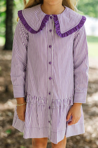 Girls: Whispering Willow Plum Collar Shirt Dress