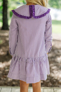 Girls: Whispering Willow Plum Collar Shirt Dress