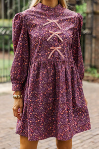 There's Always Hope Plum Ditsy Floral Dress