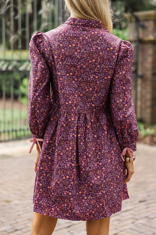 There's Always Hope Plum Ditsy Floral Dress