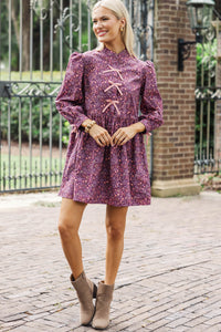 There's Always Hope Plum Ditsy Floral Dress