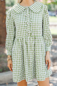 Checking All The Boxes Olive Gingham Dress