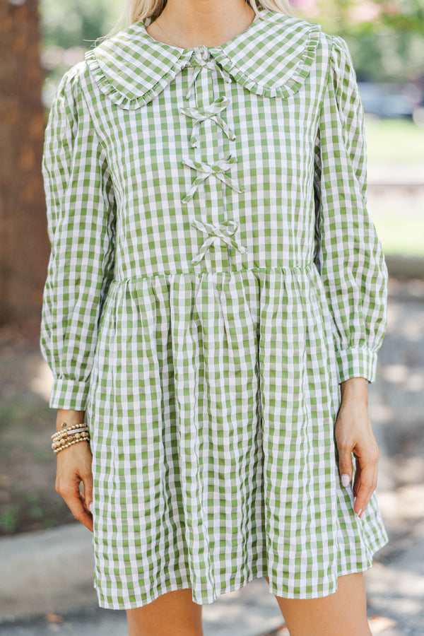 Checking All The Boxes Olive Gingham Dress