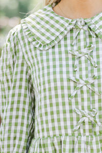 Checking All The Boxes Olive Gingham Dress