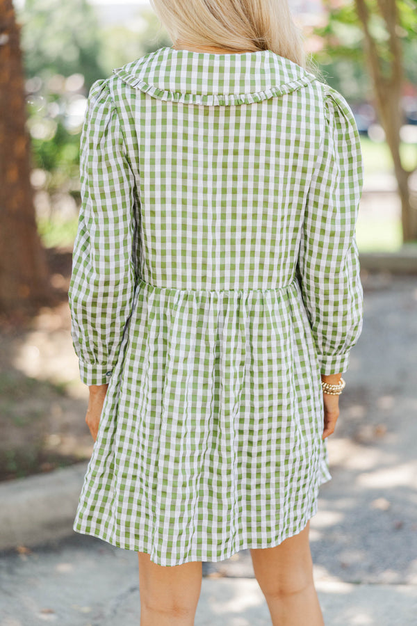 Checking All The Boxes Olive Gingham Dress