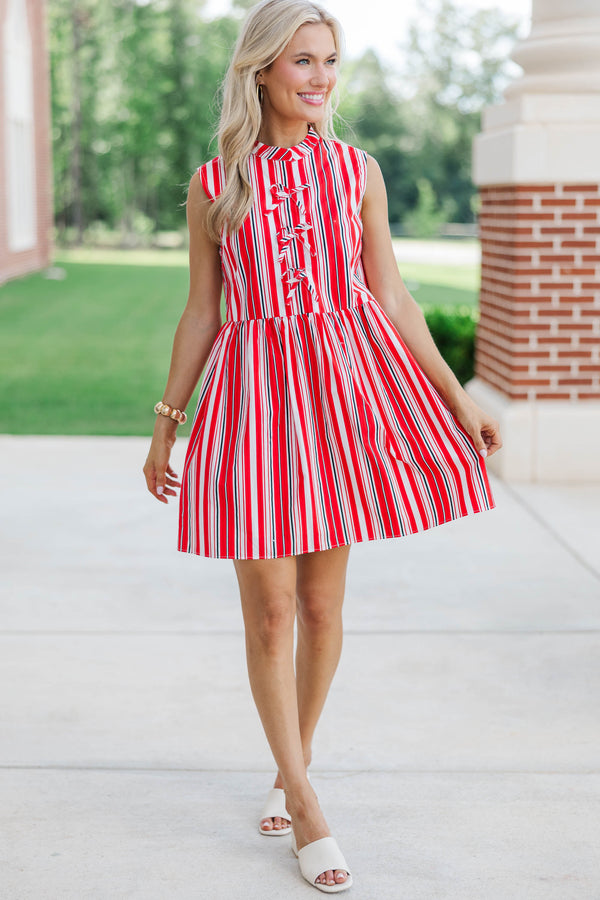 Believe In Yourself Black Striped Babydoll Dress