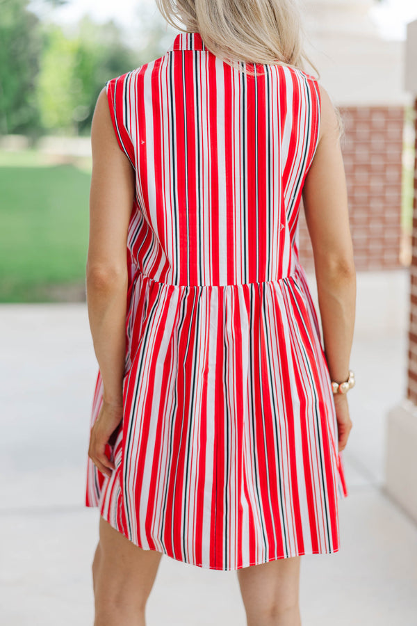 Believe In Yourself Black Striped Babydoll Dress