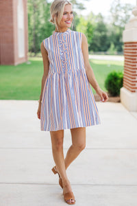 Believe In Yourself Orange Striped Babydoll Dress