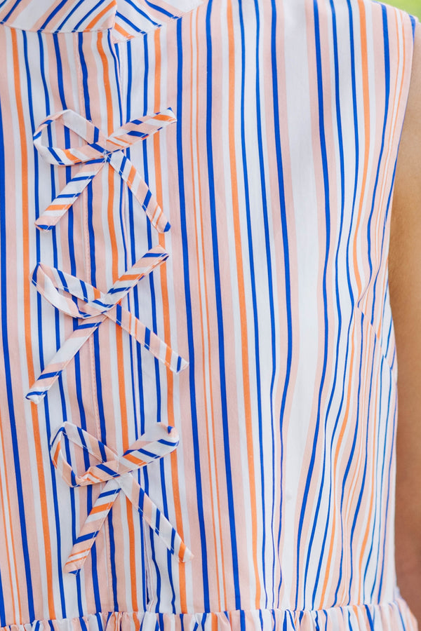 Believe In Yourself Orange Striped Babydoll Dress