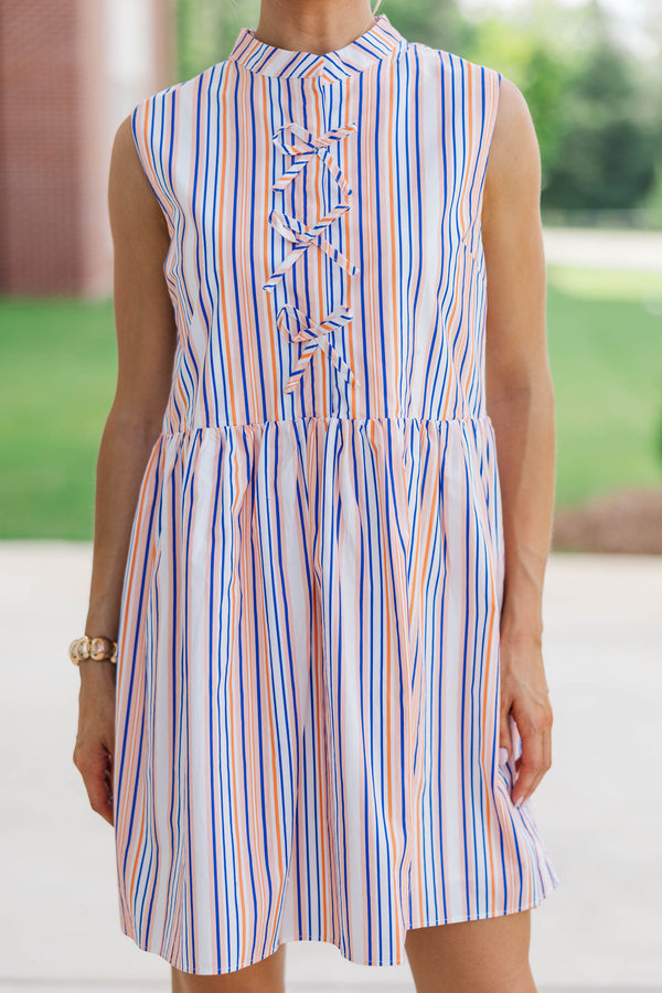Believe In Yourself Orange Striped Babydoll Dress