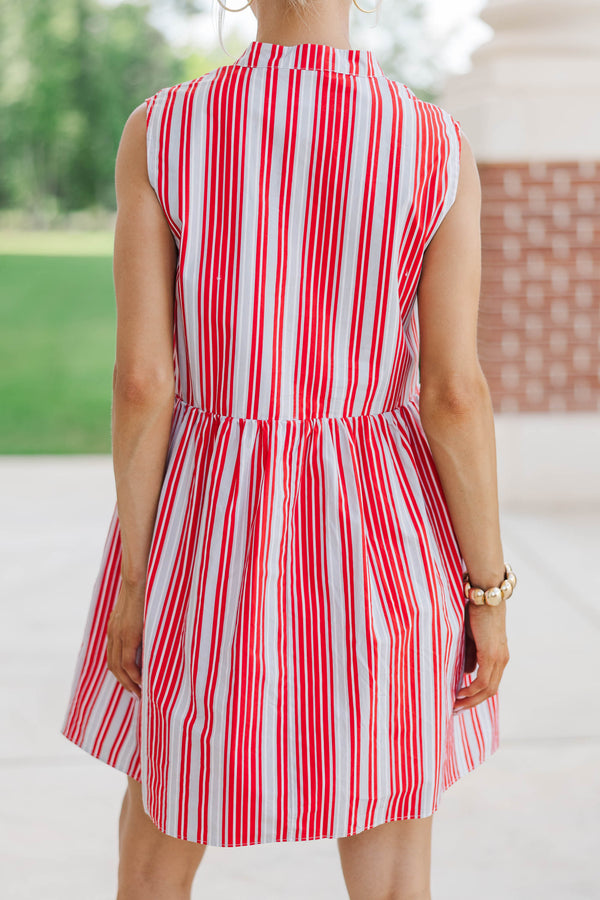 Believe In Yourself Red Striped Babydoll Dress