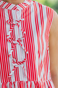 Believe In Yourself Red Striped Babydoll Dress