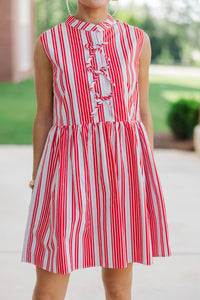 Believe In Yourself Red Striped Babydoll Dress