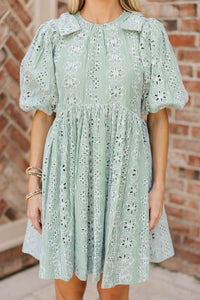 Dreaming Of The Day Green Striped Babydoll Dress