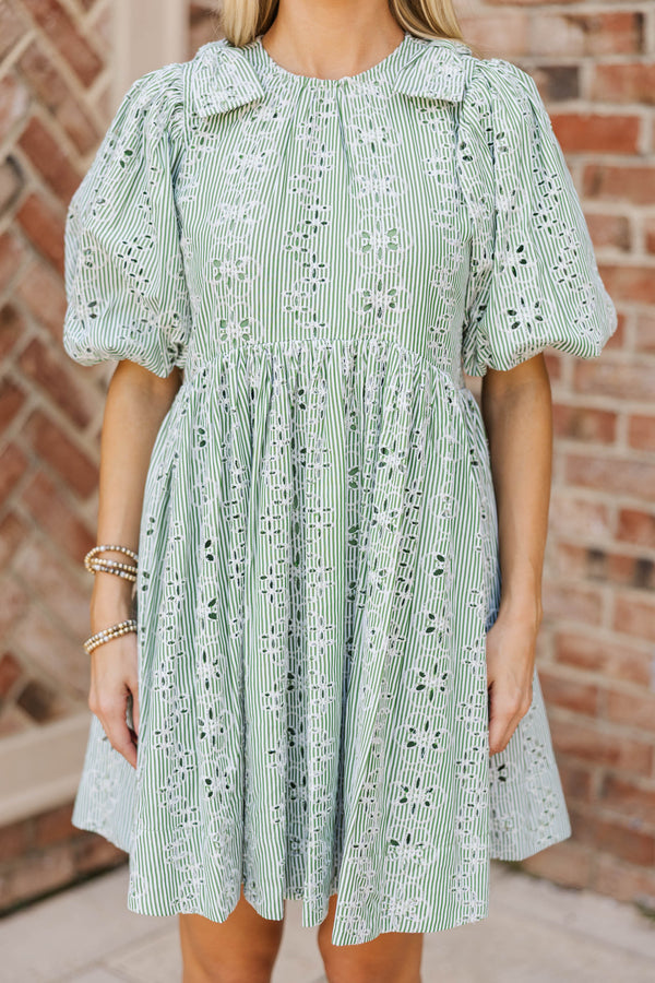 Dreaming Of The Day Green Striped Babydoll Dress