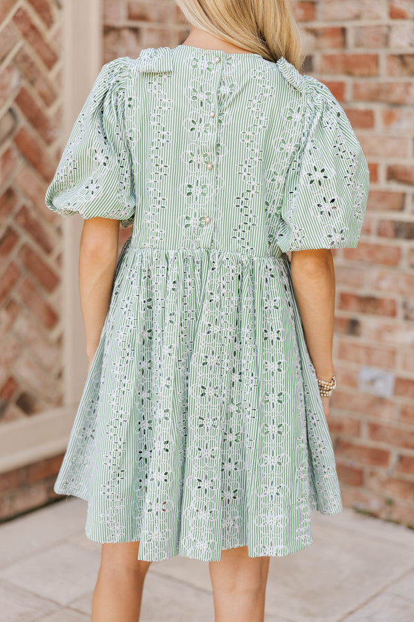 Dreaming Of The Day Green Striped Babydoll Dress