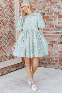 Dreaming Of The Day Green Striped Babydoll Dress