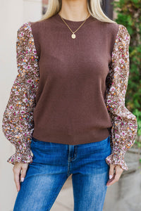 All In Time Brown Ditsy Floral Sweater