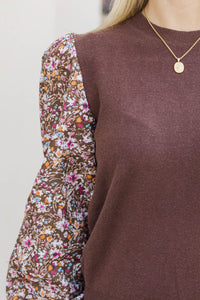All In Time Brown Ditsy Floral Sweater